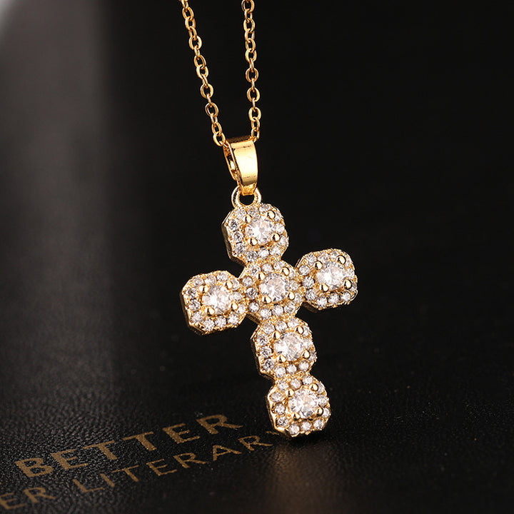 Classic Cross Shape Brass Micro Set Religious – Jewelry Gift Ideas — 1