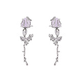 Women's Purple Ore Rose Earrings – Gifts for Her — 3