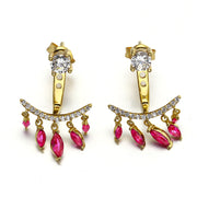 Vintage Style Red Corundum Tassel Earrings – Stylish Gifts — 2