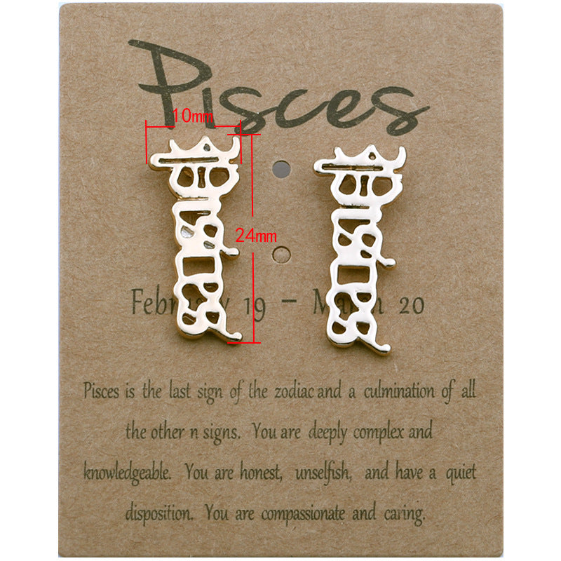 12 Constellation Old English Letter Stud Earrings – Gifts for Her — 5