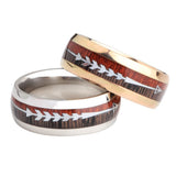 Stainless Steel Wood Grain Arrow Inlaid Ring – Gift Ideas — 2