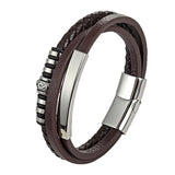 Stainless Steel Leather Bracelet Men Hand Woven – Jewelry Gift Ideas — 3