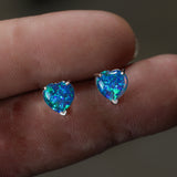 Platinum Opal Love Heart Stud Earrings Sweet – Gifts for Couples — 6