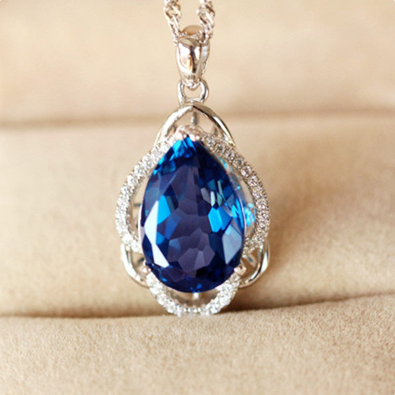 Luxury Simulated Royal Blue Zircon Necklace – Jewelry Gift Ideas — 1