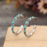 Western Water Drop Turquoise Ear Ring C- Shaped – Thoughtful Gifts — 9