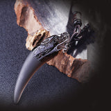 Natural Icy Obsidian Wolf Tooth Pendant Men's – Jewelry Gift Ideas — 1
