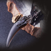 Natural Icy Obsidian Wolf Tooth Pendant Men's – Jewelry Gift Ideas — 1