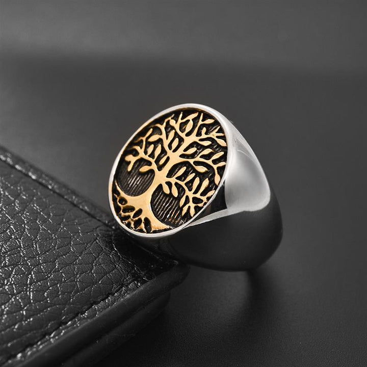 Stainless Steel Leaf Ring Set For Men Wholesale Tree – Gifts for Him — 1