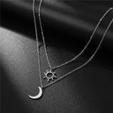 Stainless Steel Sun Moon Multilayer Necklace – Jewelry Gift Ideas — 3
