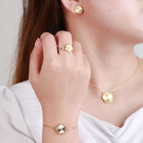 Gold Flower Bracelet Ring Earrings Women's – Jewelry Gift Ideas — 1
