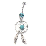 Turquoise Water Drop Leaves Belly Button Ring – Special Occasion Gifts — 2