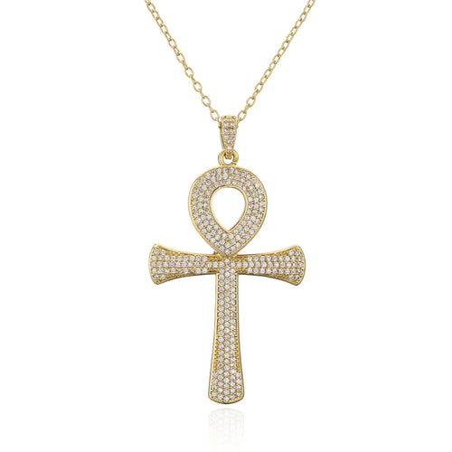 Anka Cross Pendant Copper Plated Real Gold Zircon – Jewelry Gift Ideas — 1