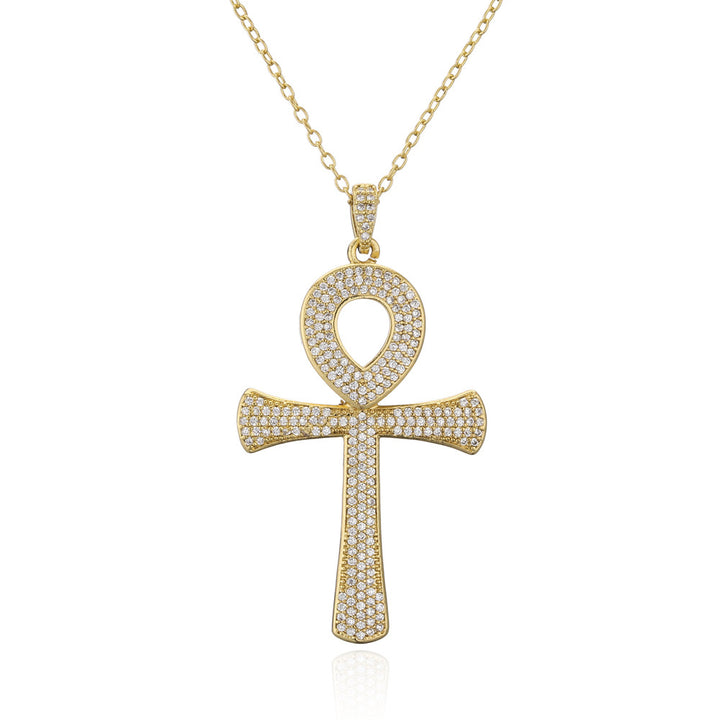 Anka Cross Pendant Copper Plated Real Gold Zircon – Jewelry Gift Ideas — 1
