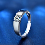 925 Sterling Silver Men's Platinum Moissanite Ring – Gifts for Him — 7