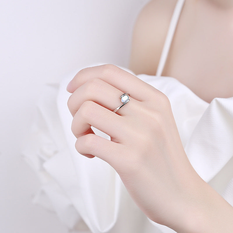 Temperament Spiral Pattern Blue Moonstone Ring Women – Gifts for Her — 1