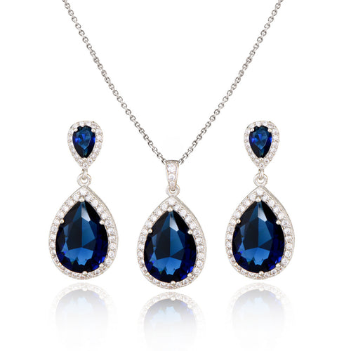 Bright Big Zircon Water Drops Necklace Eardrops – Gifts for Couples — 2