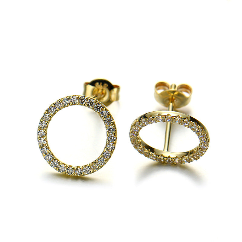Women's Gold Zircon Ring Earrings – Gifts for Her — 1