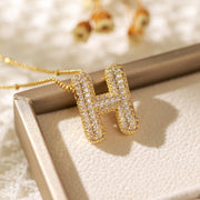Copper-plated Gold Zircon Chubby Pendant Necklace – Jewelry Gift Ideas — 12
