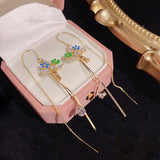 S925 Silver Needle Long Zircon Bouquet Tassel Ear – Gifts for Her — 2