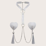 Tassel Breast Pad Chain Sequins Love Heart Chest – Jewelry Gift Ideas — 1