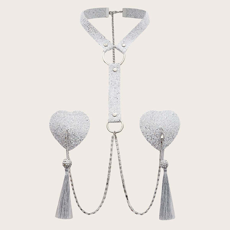 Tassel Breast Pad Chain Sequins Love Heart Chest – Jewelry Gift Ideas — 1