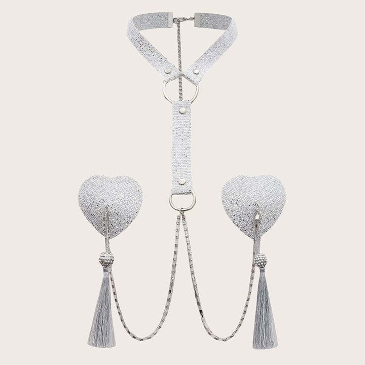 Tassel Breast Pad Chain Sequins Love Heart Chest – Jewelry Gift Ideas — 1