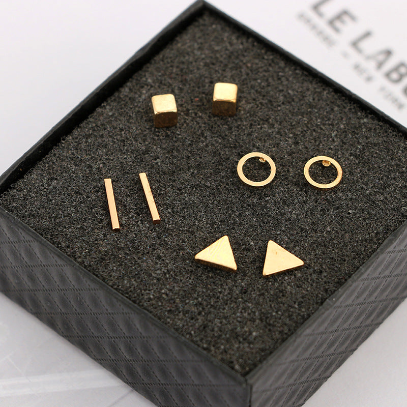 Geometric Square Triangular Round Stud Earring – Jewelry Gift Ideas — 1