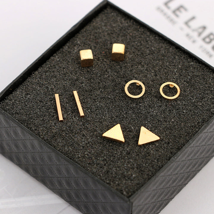 Geometric Square Triangular Round Stud Earring – Jewelry Gift Ideas — 1
