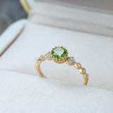 Lace Hollow Rural Green Peridot Ring – Birthday Gifts — 3