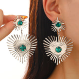 Bohemian Sunflower Heart-shaped Earrings – Gifts for Couples — 2