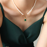 Wind Retro Ornament Clavicle Chain Zircon Freshwater – Practical Gifts — 2