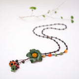 Long sweater chain cowhide flower pendant – Jewelry Gift Ideas — 9