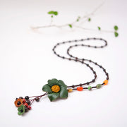 Long sweater chain cowhide flower pendant – Jewelry Gift Ideas — 9