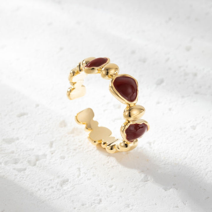 Retro New Year Red Love Oil Dripping Ring – Gifts for Couples — 1