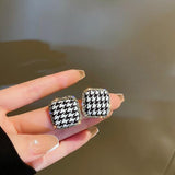 Silver Post Houndstooth Square Stud Earrings – Holiday Gift Ideas — 4