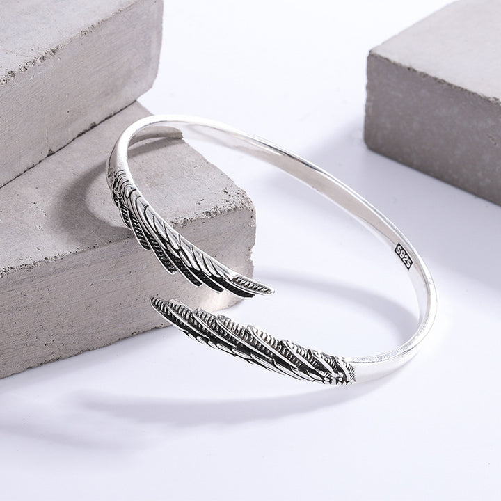 Vintage Thai Silver Feather Bracelet Female – Jewelry Gift Ideas — 1