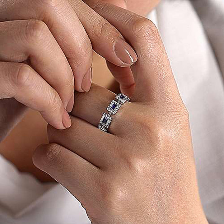 Set With Blue Square Zircon Ring For Women – Gifts for Her — 1