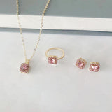 Square Women's Fashion Simple Necklace Rings Ear Studs – Stylish Gifts — 4