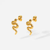 18K Gold Plated Stainless Steel Snake Stud Earrings – Gifts for Her — 5