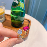 Simulated Emerald Adjustment Center Stone White Ring – Useful Gifts — 4