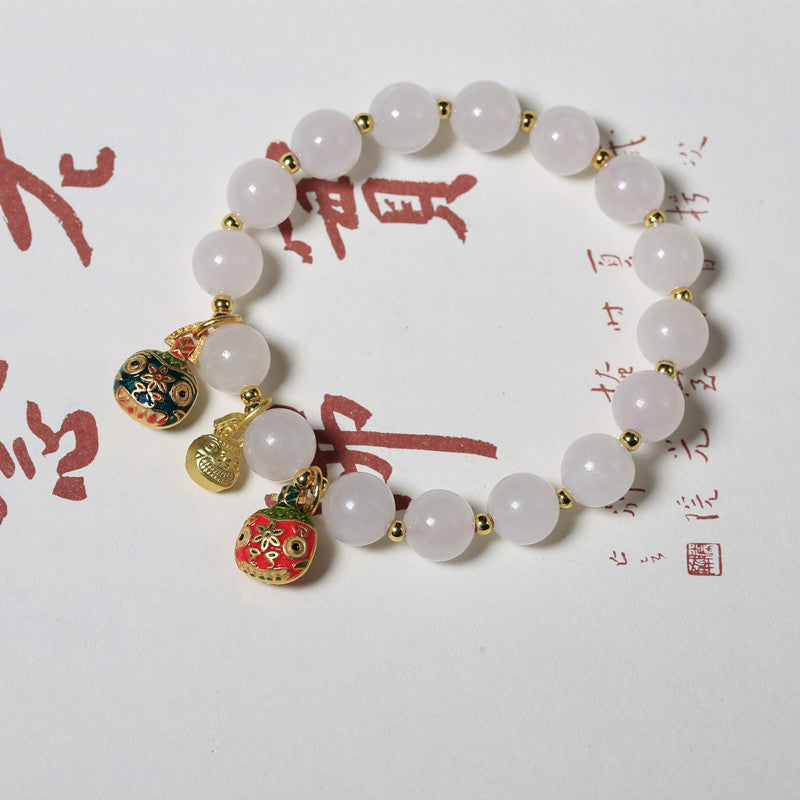 Hetian Jade Light Lotus Round Beads Swallowing – Jewelry Gift Ideas — 1