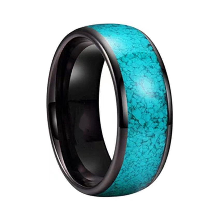Titanium Steel Ring Inlaid With Turquoise – Surprise Gifts — 1