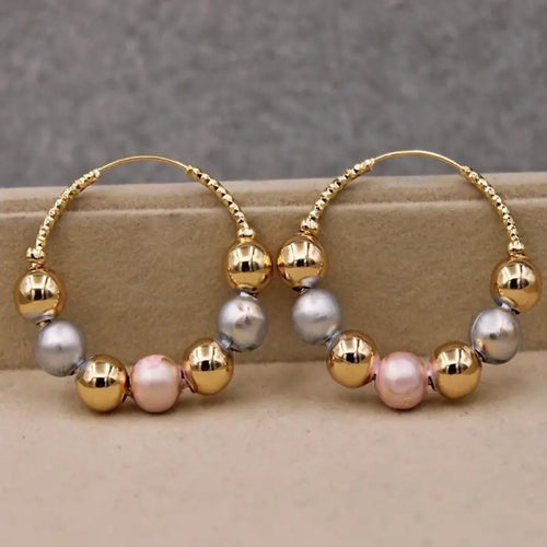 Creative Color Round Beads Hoop Earrings Women – Gifts for Her — 1