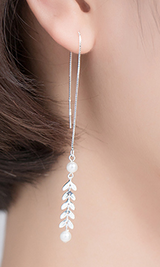 Pearl leaf tassel earrings – Surprise Gifts — 3