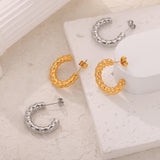 C-shaped Titanium Steel 18k Gold Plated Earrings – Thoughtful Gifts — 3
