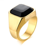 Men's stainless steel black agate ring – Gifts for Him — 7