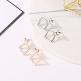 Hollow Diamond Square Stud Earrings – Holiday Gift Ideas — 11