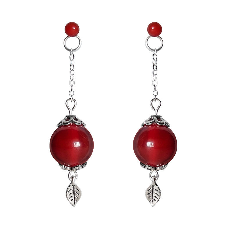 Red Agate Coral Bead Earrings Prince Yueshen – Stylish Gifts — 1