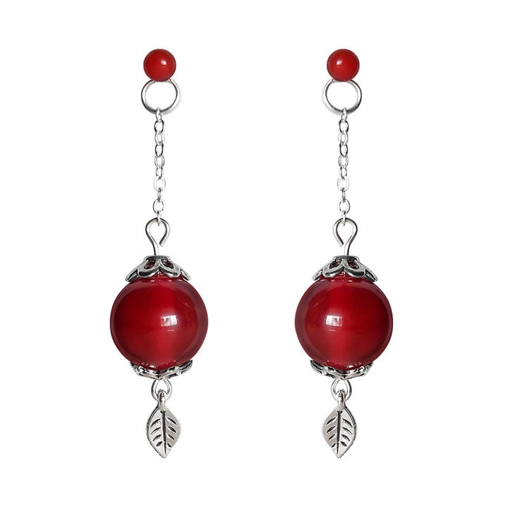 Red Agate Coral Bead Earrings Prince Yueshen – Stylish Gifts — 1