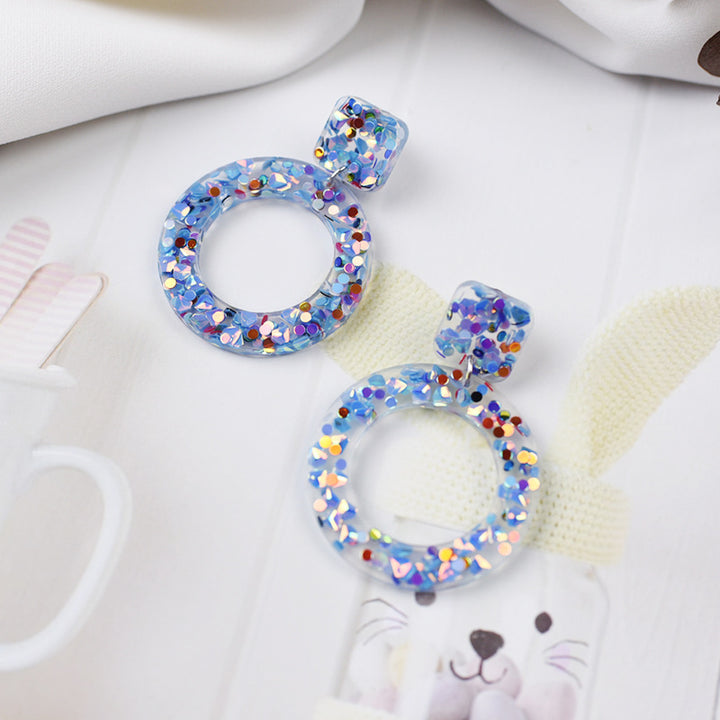Resin Colored Sequins Acrylic Earrings – Practical Gifts — 1
